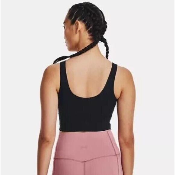 NWT Under Armour Black Meridian 4-Way Stretch Fitted Crop Tank Top Sports Bra S - Picture 2 of 15